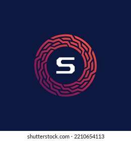 letter S logo modern technology emblem.
