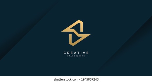 Letter S logo with modern unique golden concept for initial or company Part 7