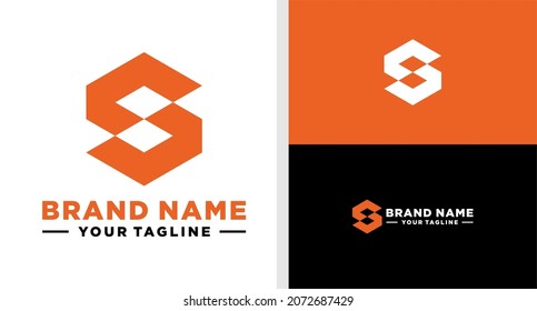 LETTER S LOGO MONOGRAM HEXAGON BOLD EDITABLE