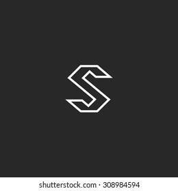 Logotipo de letra S, logotipo monogramo, símbolo moderno de fuente, tarjeta de presentación clásica en blanco y negro