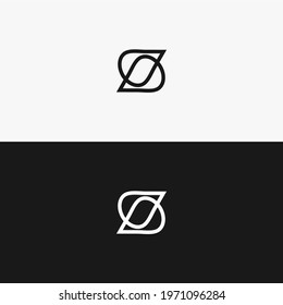 Letter S logo monogram, modern symbol mockup for business card, overlapping style