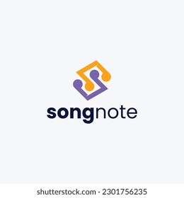 logotipo de letra S, símbolo de nota musical