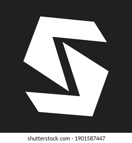 Letter S logo on isolated black b