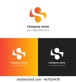 Letter S logo. Letter S in the orange gradient color circle. Logotype design. Logo, emblem, icon, shape vector, template.