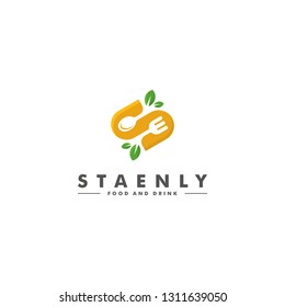 letter s logo, organic food and drink icon vector