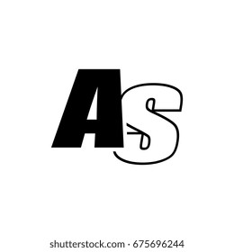letter A and S logo overlapping black negative