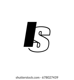letter I and S logo overlapping black negative