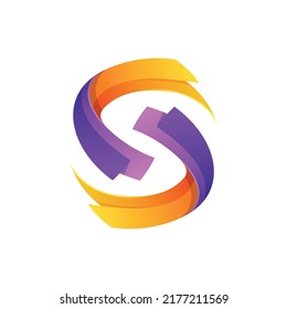 logotipo de letra S con concepto de elemento de papel