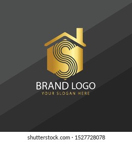 Letter S logo real estate concept. Premium Vector letter Logo in two color variations. Beautiful Logotype design for luxury company branding. Elegant identity design in black and gold.