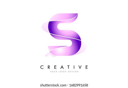 Logotipo de letra S con textura satinada y diseño vectorial de aspecto fluido.