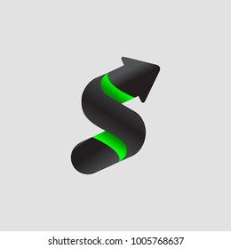 Letter S Logo. S and Scale Arrow Brand Logo.