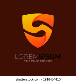 Letter S logo with shield design, 3d colorful icon template 
