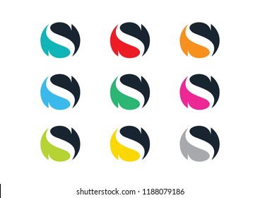 Letter S logo sign and symbols in different color