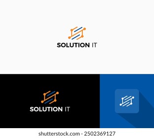 letter s logo, simple symbol technology solution letter s