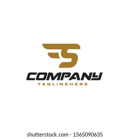 Letter S logo with simple Wings design element vector template.