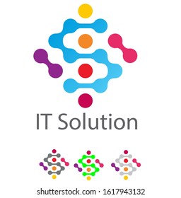 the letter S logo for the It solution with full color. logo business consult problems internet and technology