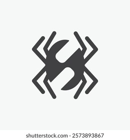 Letter S Logo Spider Web. Ellipse round Arachnids animal