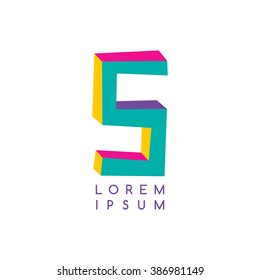 letter S logo - square isometric theme logotype
