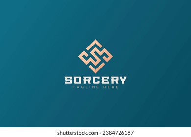 Letter S Logo in Square Line Shape Geometric Gold Business Company Elegant Concept