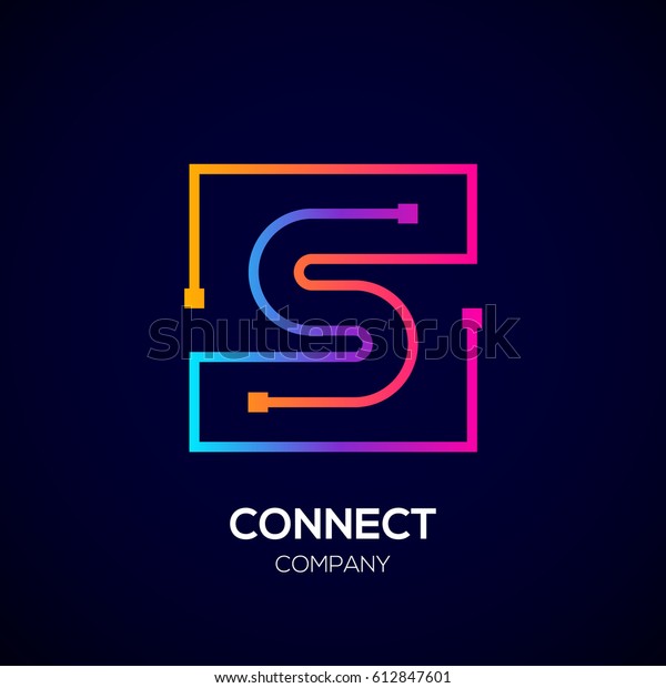 Letter S logo, Square shape, Colorful,\
Technology and digital abstract dot\
connection