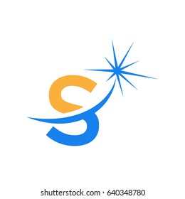 Letter S logo with star shining 