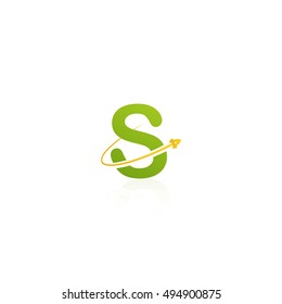 Letter S logo with swoosh and rocket