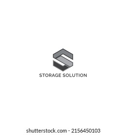 logotipo de la letra inicial abstracta S en forma de hexágono con color gris aplicado para el diseño del logotipo de la solución de almacenamiento también adecuado para las marcas o empresas que tengan el nombre inicial S