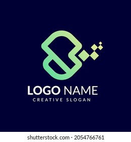 logotipo de letra S para tecnología, Pixel, Tecnología y plantilla de logotipo de conexión de punto abstracto digital.
