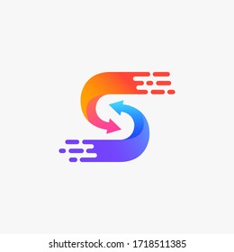 Letter-S-Logo-Vorlage mit Pfeilfarben, Vektorgrafik EPS10. Signieren, Web, Daten