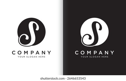 letter s logo template in black and white color. Modern trendy initial luxury s letter logo design with circle shape. Modern unique creative s logo design vector template.