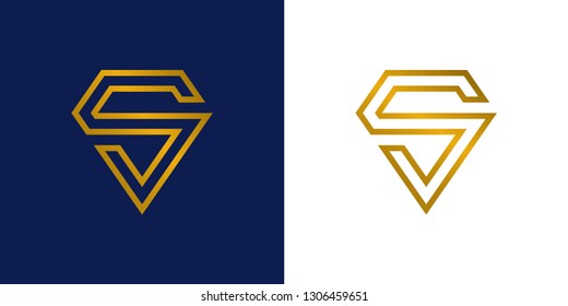 Letter s logo template, Diamond icon  design vector