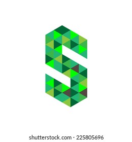 Letter S logo template. Green triangles concept.