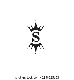 plantilla de logotipo de la letra S ilustración de la corona diseño vectorial