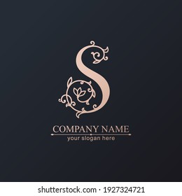 Letter S logo template. Monnogram, delicate floral design. Personal logo. Vector design.
