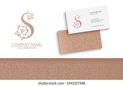 Letter S logo template. Monnogram, delicate floral design. Personal logo. Vector design.