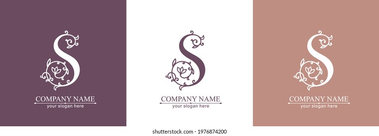 Letter S logo template. Monnogram, delicate floral design. Personal logo. Vector design.