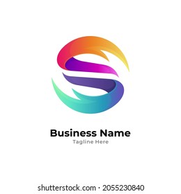Letter S logo template with multiple gradient colors