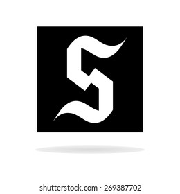 Letter S logo template on a black background. Gothic letter