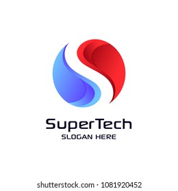 letter S logo template in slices design style. letter s hidden in  the circle shape. negative space logo template