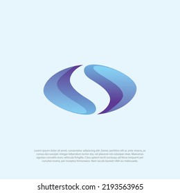 letter S logo template in slices or gestalt design style. letter s hidden in the circle shape. negative space logo template