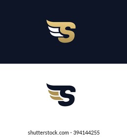 Letter S logo template. Wings design element vector illustration. Corporate branding identity