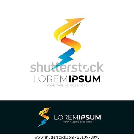 Letter S logo and thunder design combination, power logos