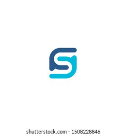 Letter S logo with two side connect shape icon design company. S logo illustration vector template.