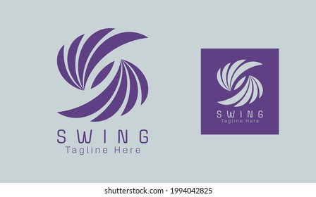 Letter S Logo using wing shapes with Purple and grey color combination