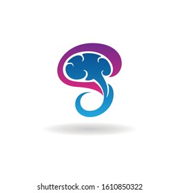 letter s logo vector with brain