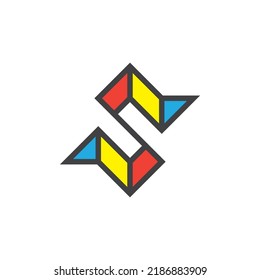 letter s logo vector with colorful