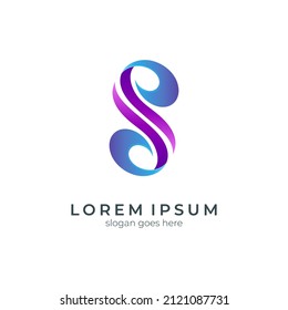 letter S logo vector combination with wave shape