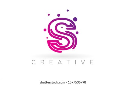 Letter S logo. Vector Design with Dots