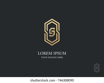 letter s logo vector design. geometric luxury gold symbol icon design template.