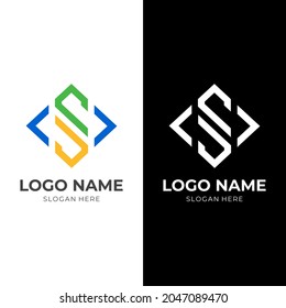 vector de logotipo de letra S con estilo de color plano